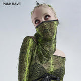 Punk fluorescent serpentine printed triangular face kerchief