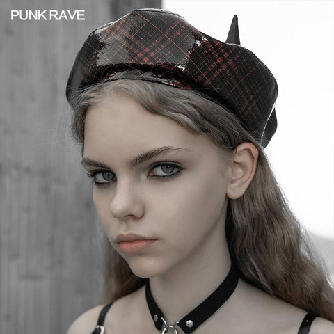 Plaid Little Demon Beret