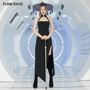 Fit verison Open high fork sleeveless dress