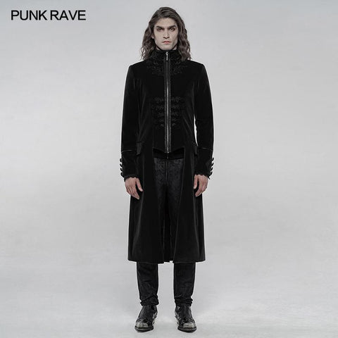 Elaborately embroidered gothic mid-length coat