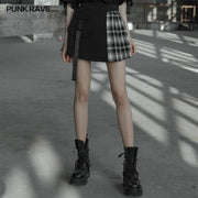 Black and white stitching pliad detachable waist-tail skirt