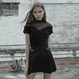 High neck mesh splicing top