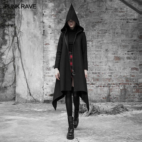 Dark Loose Irregular Woolen Coat