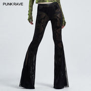 Black Gothic dark fringe flared trousers