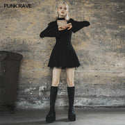 Dark falbala lashing back dress