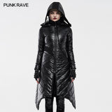Dark Punk Geometric Split Medium Long Coat