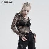 Personality punk perspective mesh t-shirt