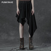 Punk asymmetrmetric vertical half skirt