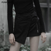 Asymmetrical tailored inclined placket zipper skirt