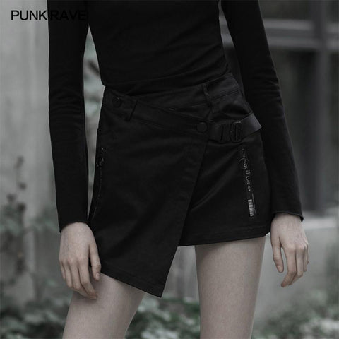 Asymmetrical tailored inclined placket zipper skirt