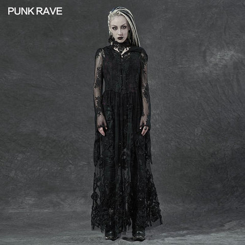 Gothic lace 3D embroidered long coat
