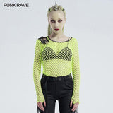 Personality punk perspective mesh t-shirt