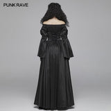 Victorian Gothic Off The Shoulder Long Sleeve Lace-up Dresses