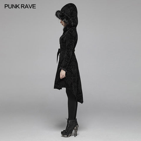 Gothic Pattern Medium Long Coat With Pointed Hat For Women