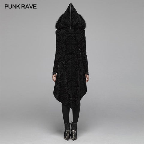 Gothic Pattern Medium Long Coat With Pointed Hat For Women
