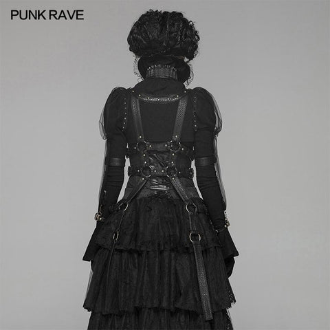Steampunk Standing Collar Long Sleeve Cross Short Coat