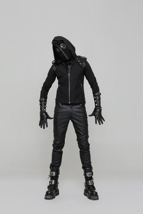 Men Hollow-out Leather Adjustable Punk Gloves