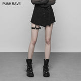 Double Belt Row Buckle Punk Fake Half Skirt