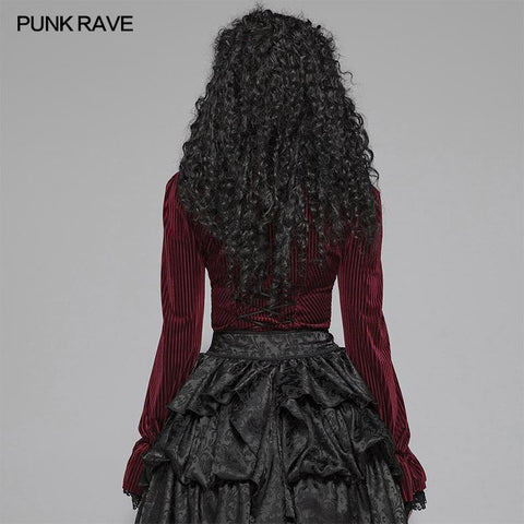 Gothic Dark-Grain Long Sleeve Velvet Shirt