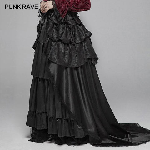 Gothic Women Palace Floor-length Split Skirt