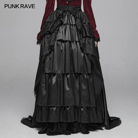 Gothic Women Palace Floor-length Split Skirt