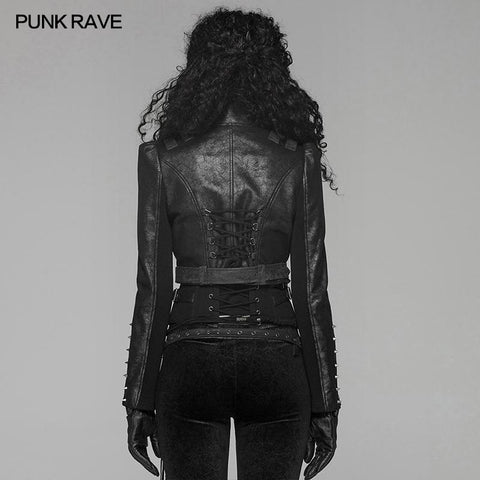 Steam Punk Long Sleeve PU Leather Short Jacket