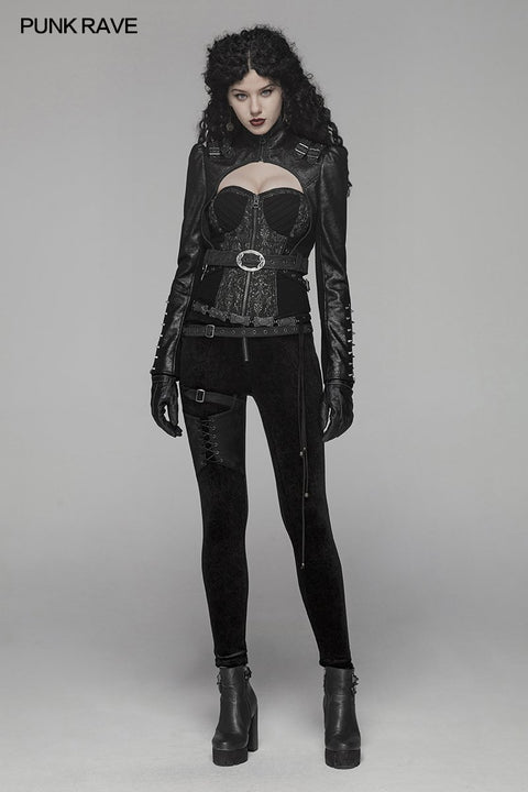 Steam Punk Long Sleeve PU Leather Short Jacket