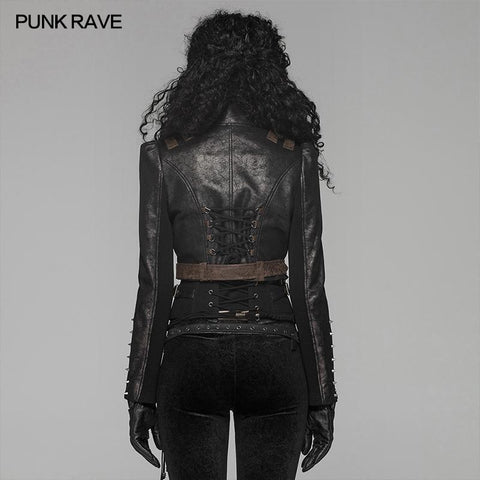 Steam Punk Long Sleeve PU Leather Short Jacket