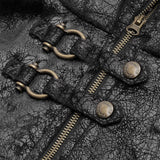 Steam Punk Leather PU Hooded Short Cloak With Lace-up Back