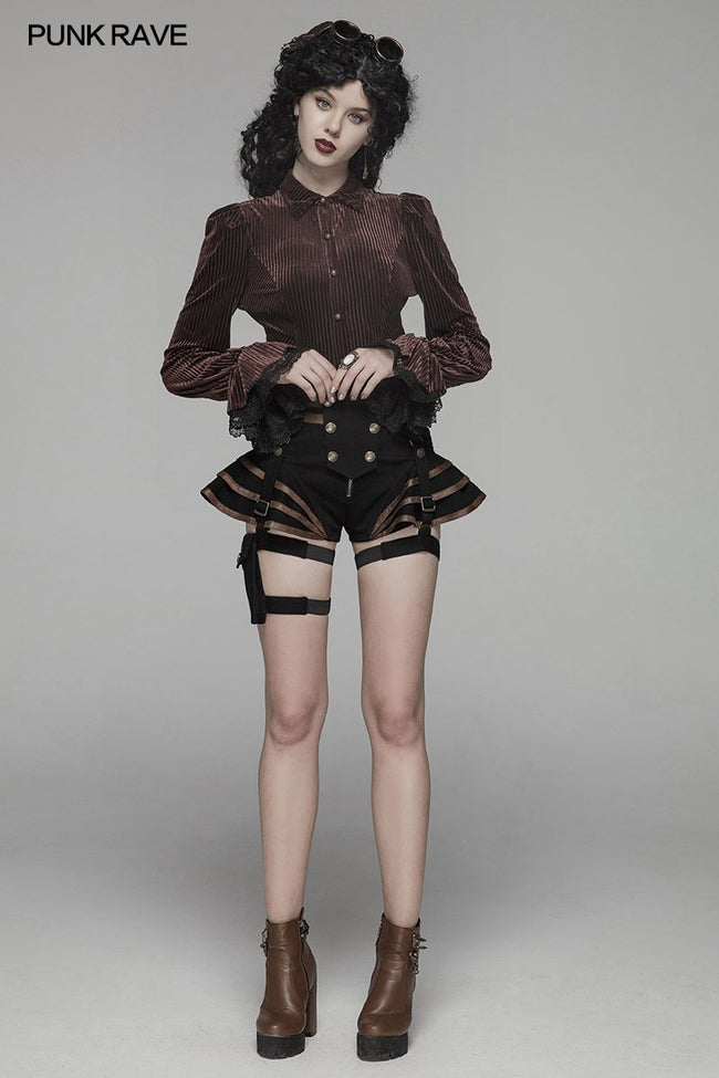 Steampunk Short Jean lolita Pant With Adjustable Removable Belt