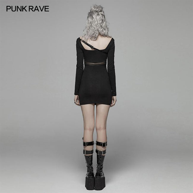 Punk PU Leather Loop Slimming Dress