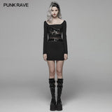 Punk PU Leather Loop Slimming Dress