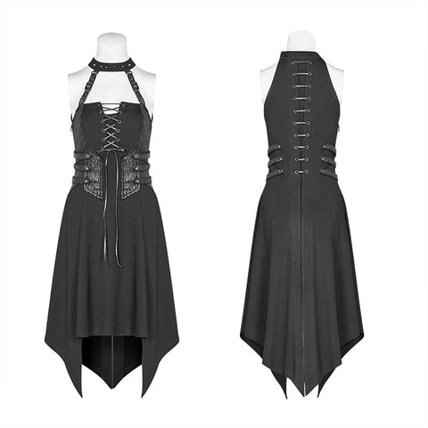 Dark Punk Halter Neck Short Dress