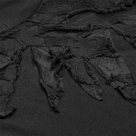 Dark Punk High Collar Long-sleeved Asymmetrical Knitting T-shirt