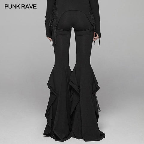 Gothic Big Pendulum Trousers Flared Stitched Lace Pants