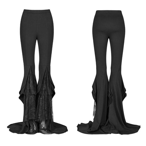 Gothic Big Pendulum Trousers Flared Stitched Lace Pants