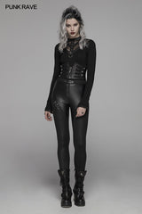 Punk Handsome Zipper Decoration Corset With Lace-up Back