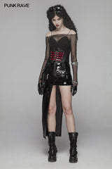 PUNK Women PU Leather Corset With Metal Adjustment Buckle