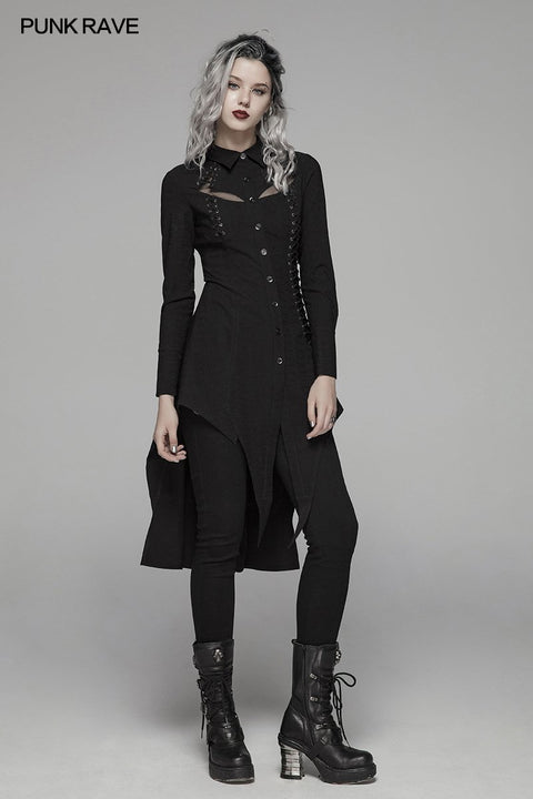 Dark Punk Irregular Long Shirt