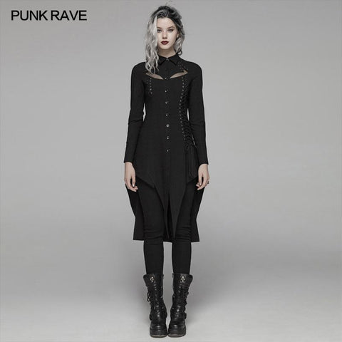 Dark Punk Irregular Long Shirt
