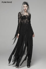 Gothic Elegant Asymmetric Lace Long Dress