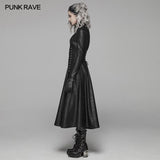 Dark Punk Slit Long Coat With Metal Double-head Zipper