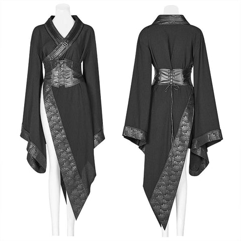 Dark Punk Long Sleeve Asymmetric Kimono