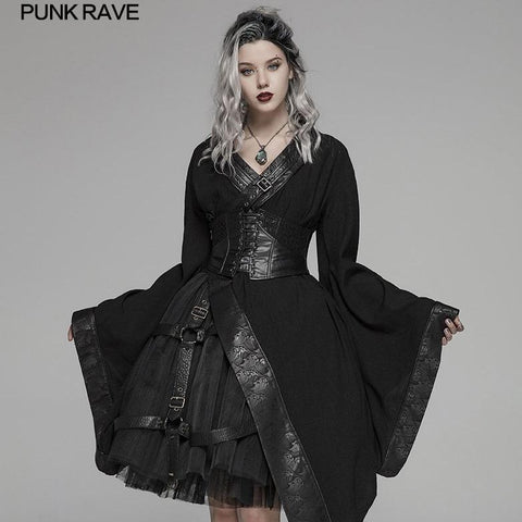 Dark Punk Long Sleeve Asymmetric Kimono