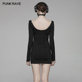 Sexy Punk Big Round Collar Skinny Elastic Knitted Short Dress
