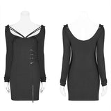 Sexy Punk Big Round Collar Skinny Elastic Knitted Short Dress