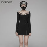 Sexy Punk Big Round Collar Skinny Elastic Knitted Short Dress