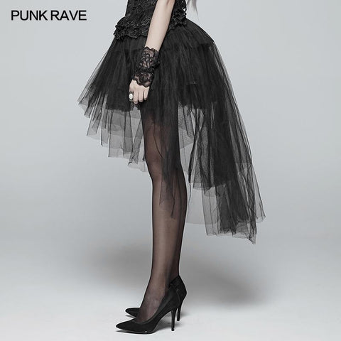 Gothic Basic Bustle High-low Tulle Skirt