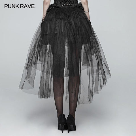 Gothic Basic Bustle High-low Tulle Skirt