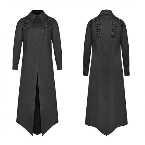 Dark Punk Micro-elastic Twill Long Shirt